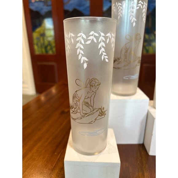 Vintage Libbey Frosted Pixie Nymph Fairy Tom Collins Glasses. - Picture 5 of 8